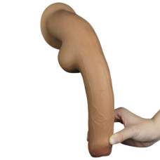 Фаллос с закрытой головкой и высоко посаженной мошонкой Dual Layered Handle Cock 28 см