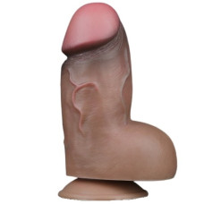 Суперширокий фаллос-мулат с мошонкой Lovetoy Silicone Cock 18 см
