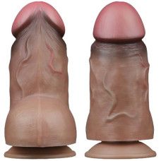 Суперширокий фаллос-мулат с мошонкой Lovetoy Silicone Cock 18 см