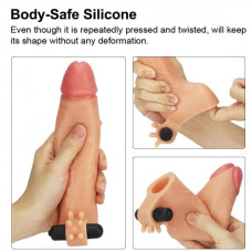 Насадка на пенис с вибрацией Revolutionary Silicone Nature Extender + 5 см