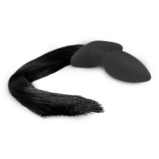Анальная черная пробка с хвостом Silicone Anal Plug with Pony Tail