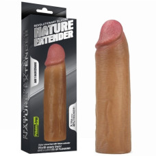 Удлиняющая насадка на пенис Revolutionary Silicone Nature Extender мулат + 4 см