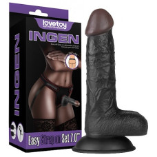Реалистичный черный страпон Easy Strapon Set 18 см