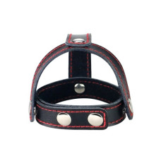 Утяжка на пенис с разделителем мошонки Bondage Fetish T-Style Leather Cockring With Ball Divider