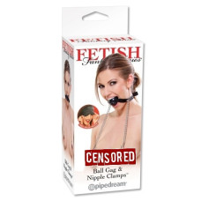 Кляп и зажимы для сосков FF Ball Gag & Nipple Clamps