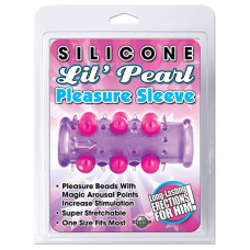 Открытая насадка на пенис с шариками Silicone Lil Pearl Pleasure Sleeve Purple