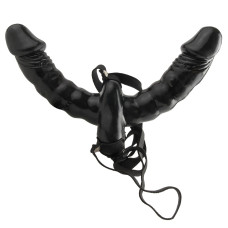Страпон на ремне двухсторонний с вибрацией FF Vibrating Double Delight Strap-On black