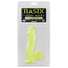 Фаллоимитатор с мошонкой на присоске Basix Rubber Works 6 5 Dong with Suction Cup - Glow in the Dark