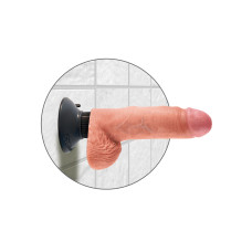 Реалистичный вибратор с присоской King Cock Vibrating Cock with Balls 13 см