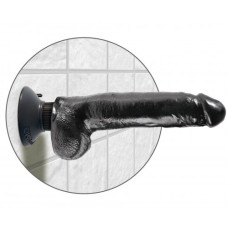 Черный вибратор с присоской King Cock Vibrating Cock with Balls Black 21 см