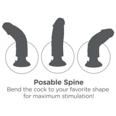 Черный вибратор с присоской King Cock Vibrating Cock with Balls Black 21 см