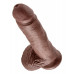 Широкий фаллоимитатор мулат на присоске King Cock with Balls Brown 20 см