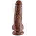 Широкий фаллоимитатор мулат на присоске King Cock with Balls Brown 20 см