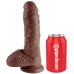 Широкий фаллоимитатор мулат на присоске King Cock with Balls Brown 20 см