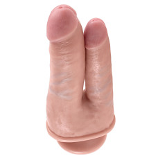 Двойной фаллоимитатор с присоской King Cock Double Penetrator Flesh