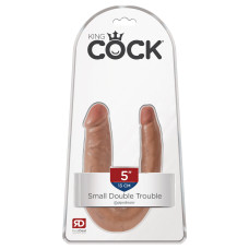 Двойной фаллоимитатор King Cock U-Shaped Small Double Trouble Tan
