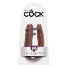 Двойной фаллоимитатор King Cock U-Shaped Medium Double Trouble Brown