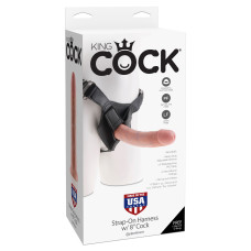 Телесный страпон на трусиках King Cock Strap-on Harness w 8 in Cock 20,3 см