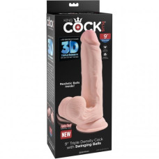 Фаллос с подвижной мошонкой на присоске King Cock Plus Triple Density 26 см