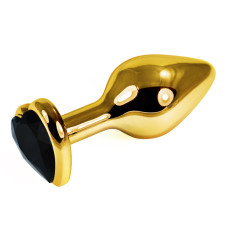 Анальная пробка черная Rosebud Heart Metal Plug(Gold) S