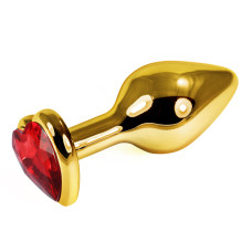 Анальная пробка красная Rosebud Heart Metal Plug(Gold) S