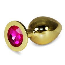 Анальная пробка Gold Fuchsia Rosebud L