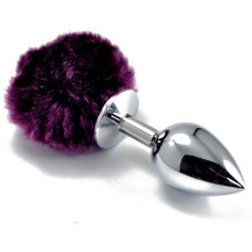 Анальная пробка с фиолетовым хвостом Small Silver Plug