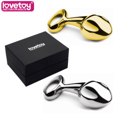 Золотистая анальная втулка серебристая Medium Luxury Metal Butt Plug