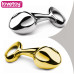 Золотистая анальная втулка серебристая Medium Luxury Metal Butt Plug
