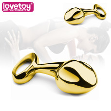 Золотистая анальная втулка серебристая Medium Luxury Metal Butt Plug