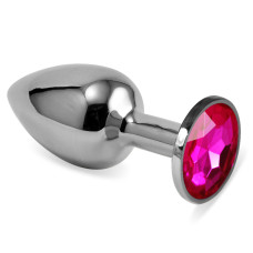 Анальная пробка из стали с кристаллом цвета фуксии Fuchsia Rosebud Classic S