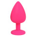 Силиконовая анальная пробка с прозрачным камнем S розовая